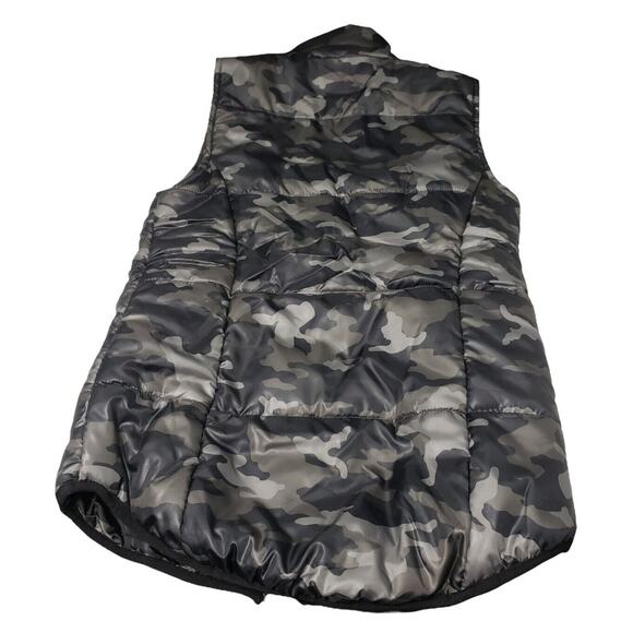 New Directions Desert Camo Gray Print Sleeveless Puffer Jacket S - Picture 2 of 5